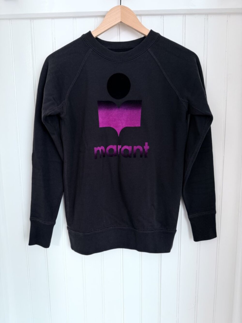 Isabel Marant Etoile Milly Sweatshirt Black Purple Ombre Flock Logo — US 2